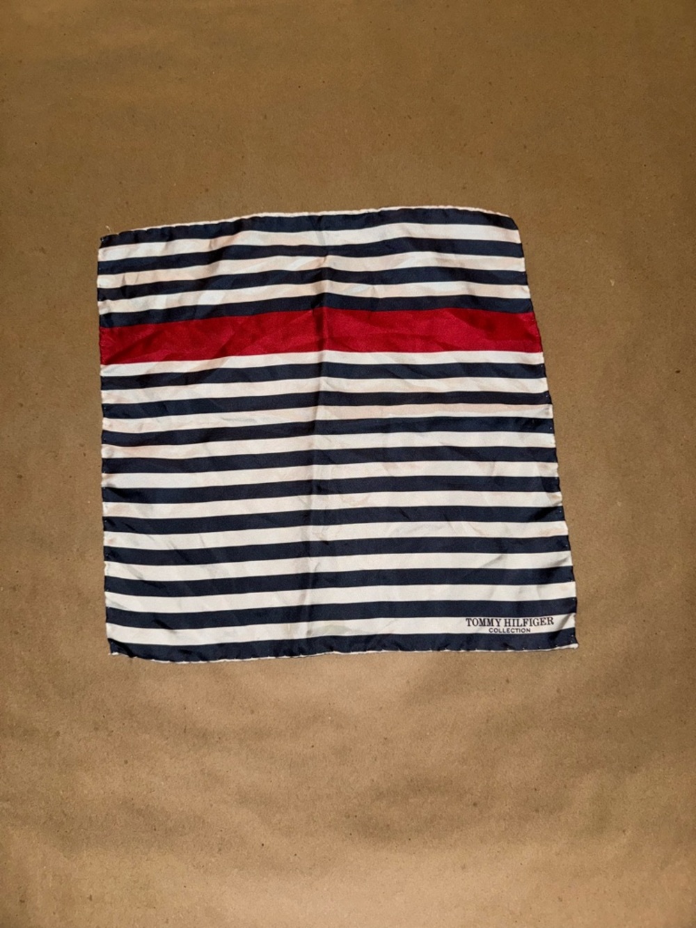 Tommy Hilfiger Collection Striped Handkerchief Pocket Square 100% Cotton Preppy